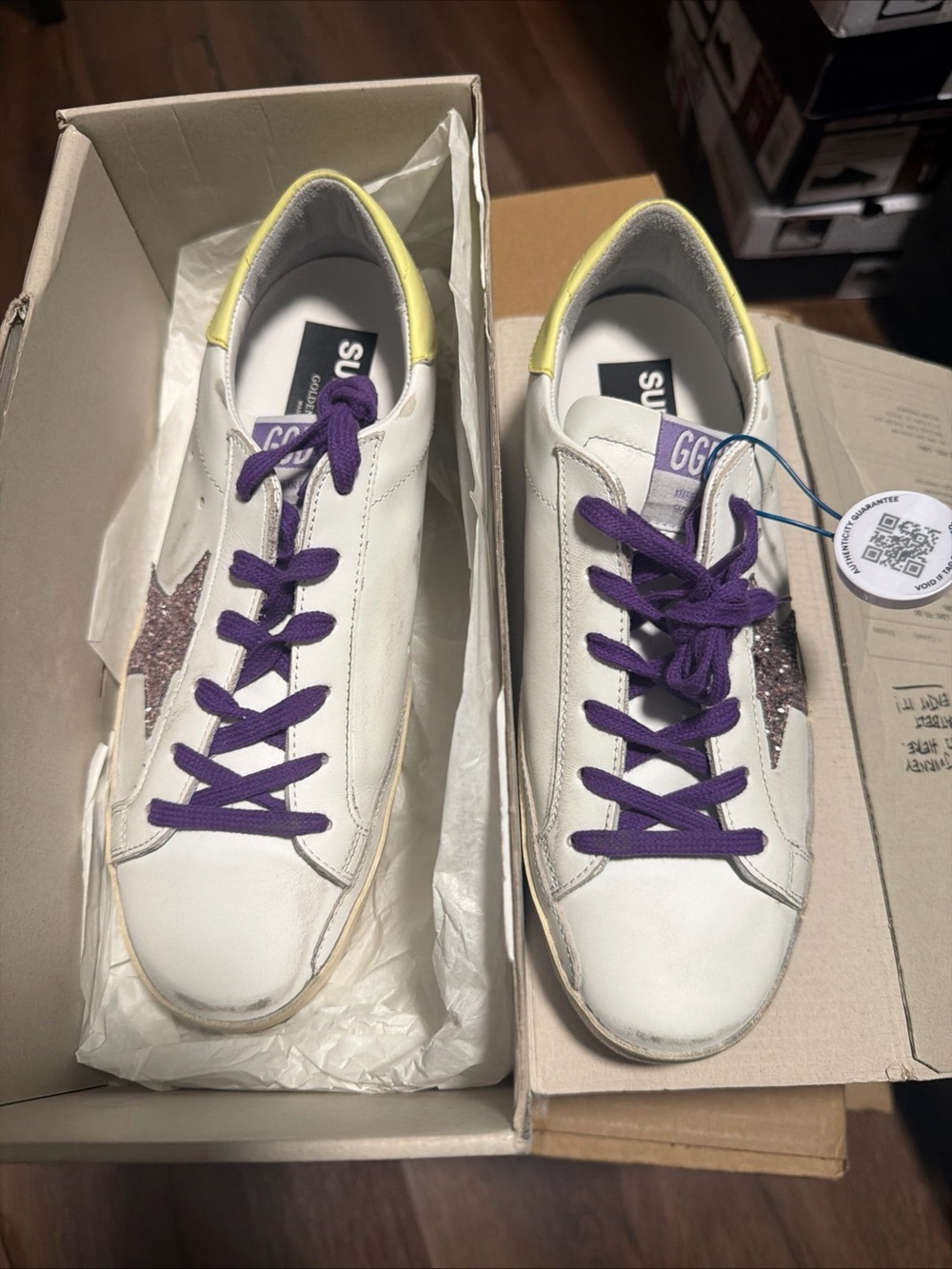 Golden Goose Super-Star Classic Women’s Sneakers – White/Pink/Yellow  Sz 39 Us 8